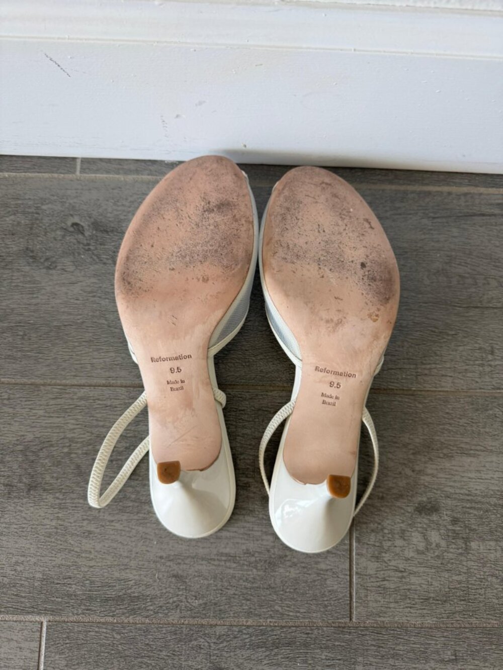 Reformation Paula Slingback Sandal Ivory Mesh Heel Size 9.5 - Picture 4 of 6